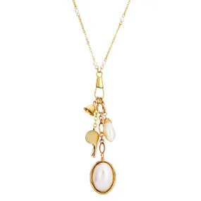 1928 Jewelry Elegant Faux Pearl Locket With Whistle Bell Charm Necklace 28