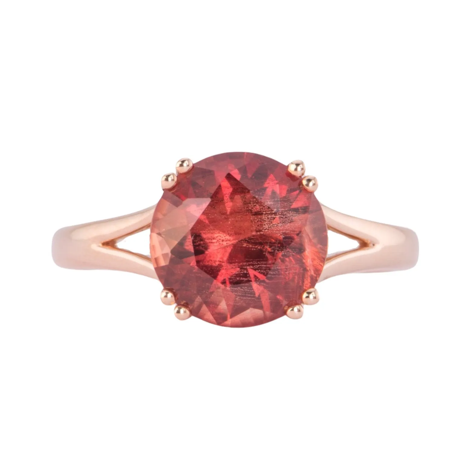 3.12ct Deep Red Oregon Sunstone with Double Prongs Engagement Ring 14K Rose Gold R6590