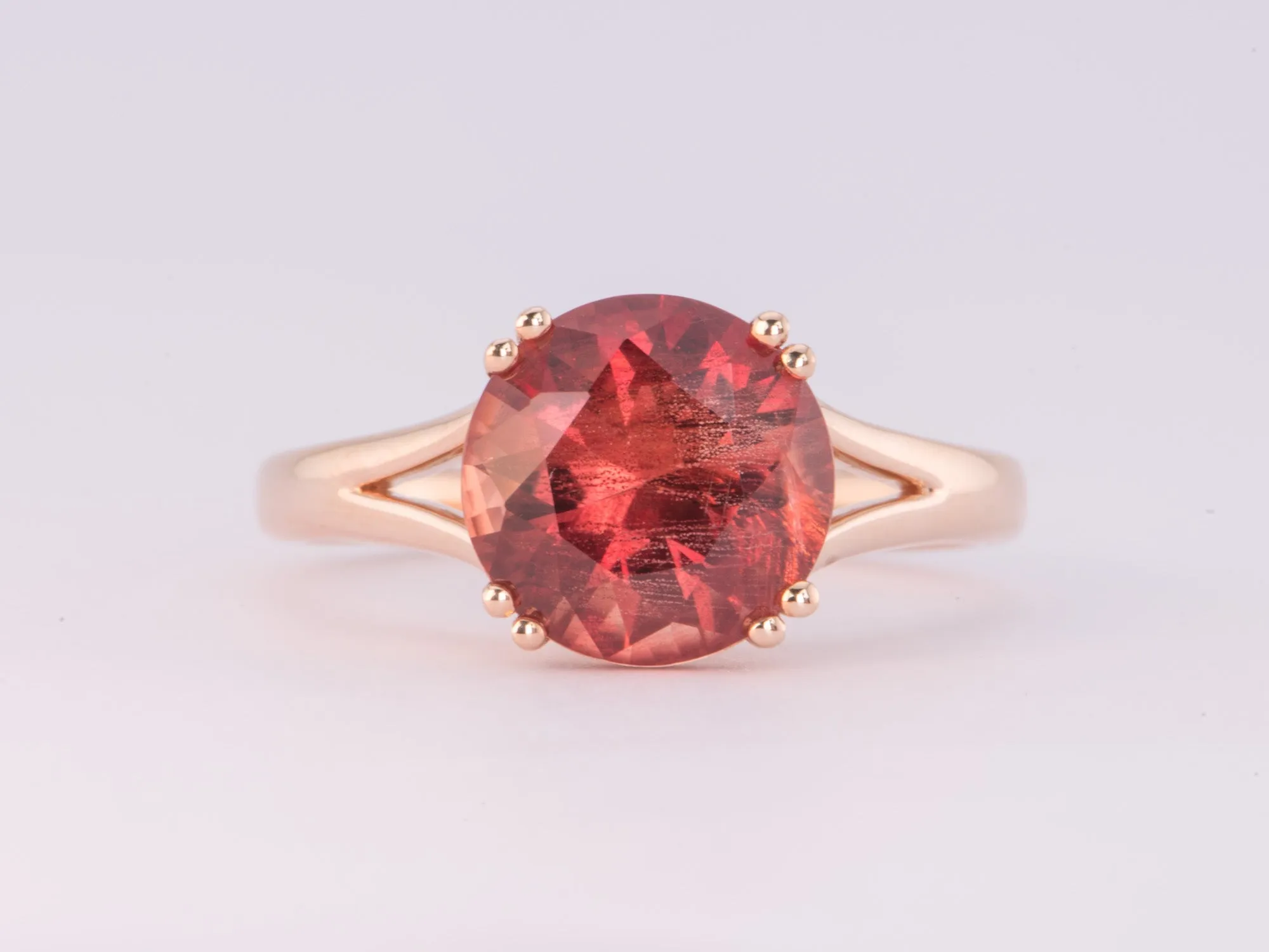 3.12ct Deep Red Oregon Sunstone with Double Prongs Engagement Ring 14K Rose Gold R6590