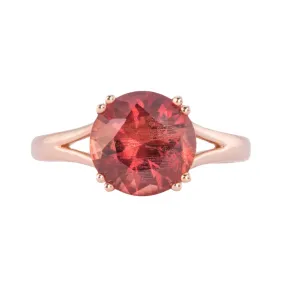 3.12ct Deep Red Oregon Sunstone with Double Prongs Engagement Ring 14K Rose Gold R6590