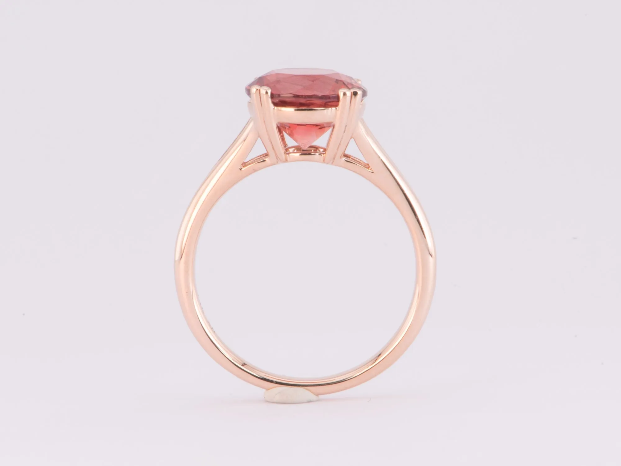 3.12ct Deep Red Oregon Sunstone with Double Prongs Engagement Ring 14K Rose Gold R6590