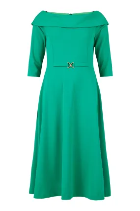 78599- Green Boatneck Dress - Tia