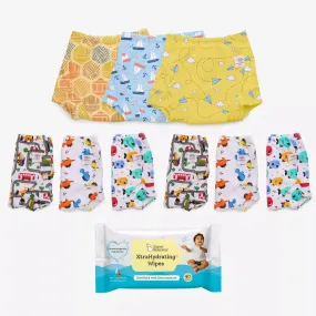 9 Pack Padded Underwear + FREE Wipes - 40 Pack