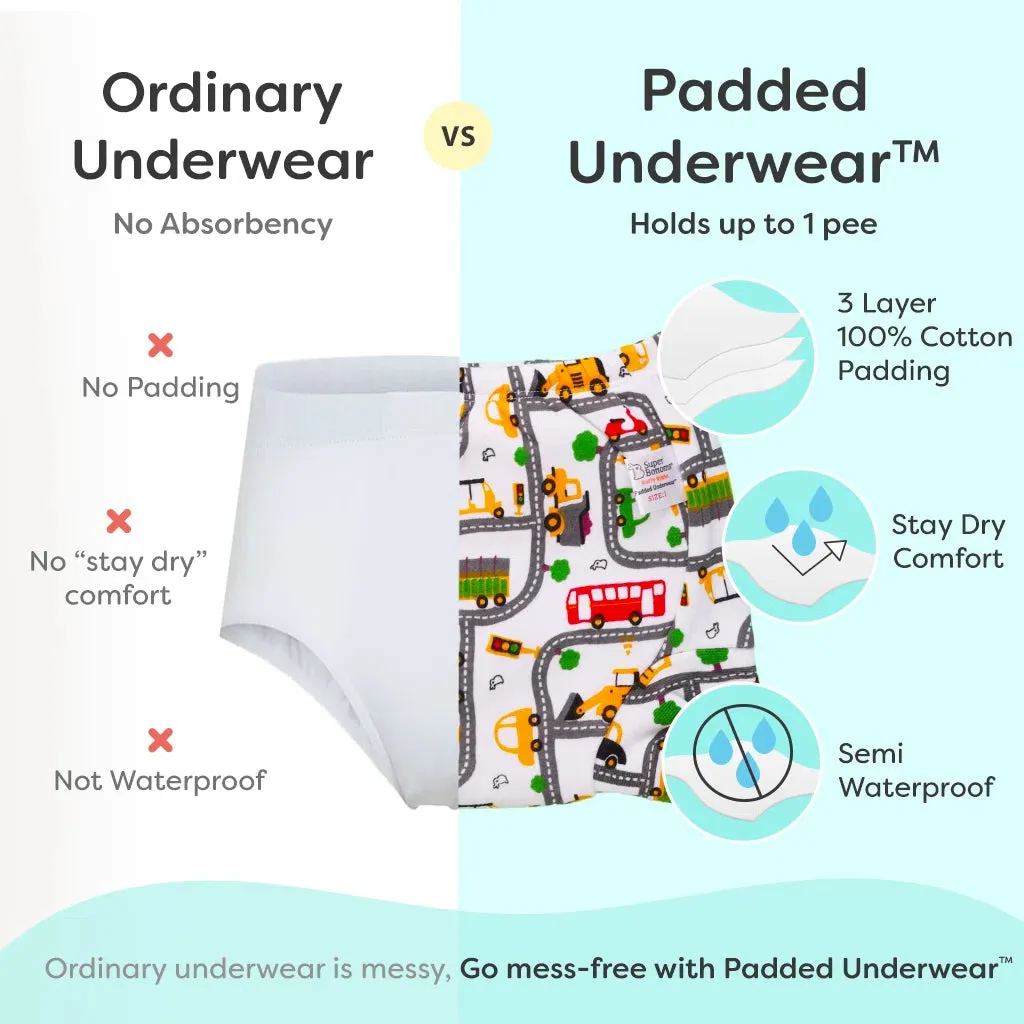 9 Pack Padded Underwear + FREE Wipes - 40 Pack