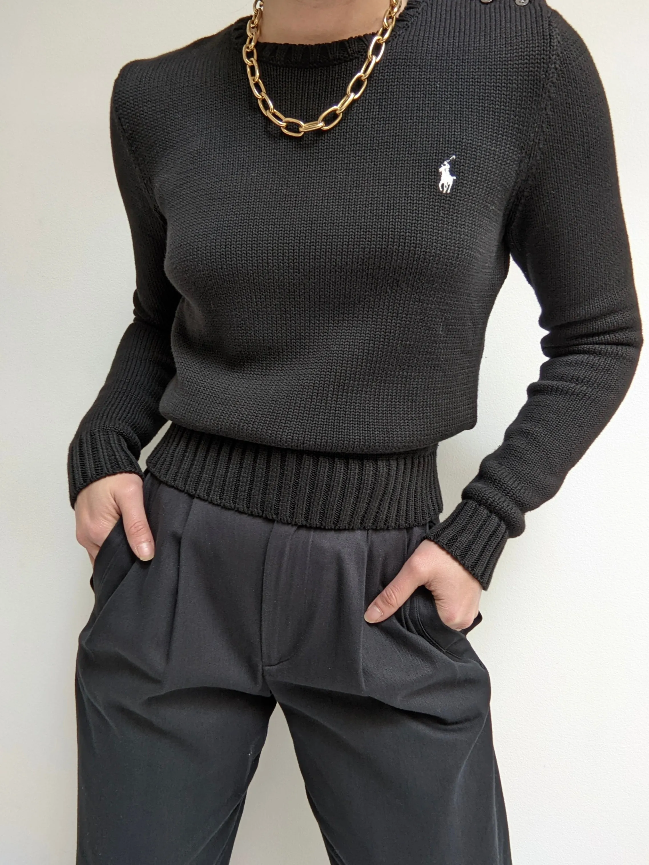 90s Ralph Lauren Onyx Cotton Sweater