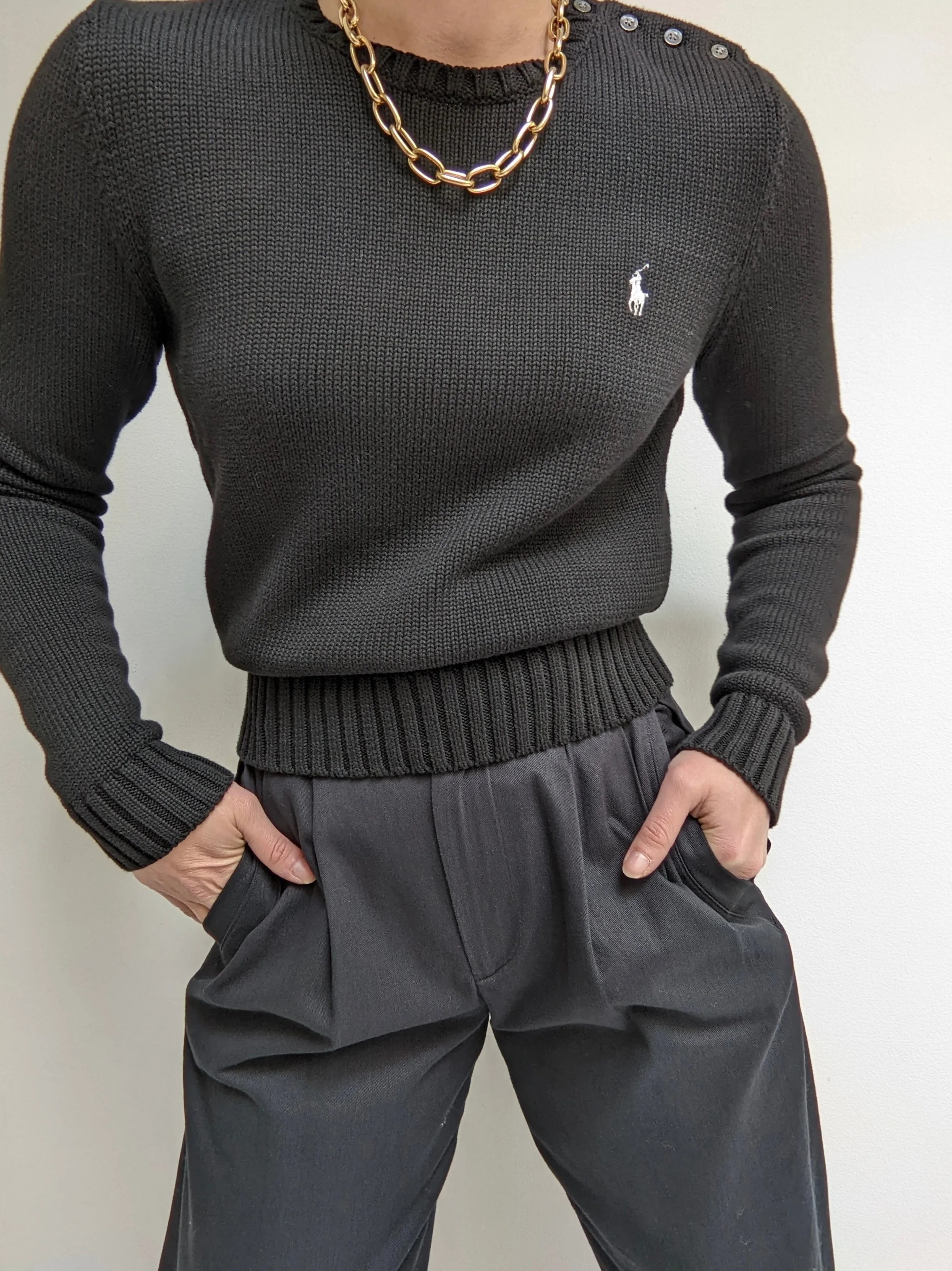 90s Ralph Lauren Onyx Cotton Sweater