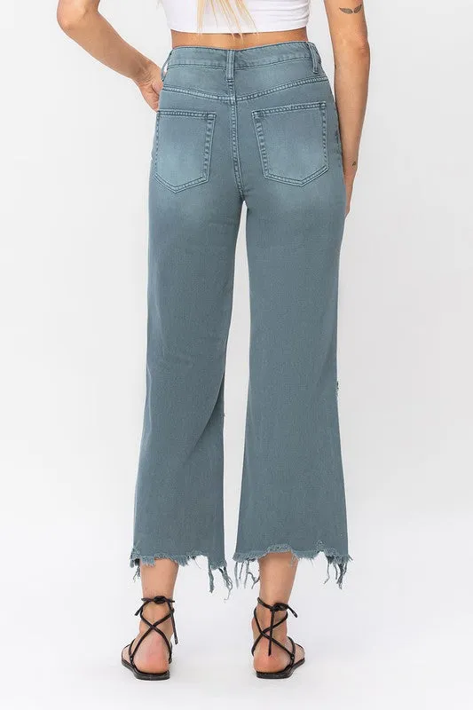 90's Vintage Super High Rise Crop Flare Jeans