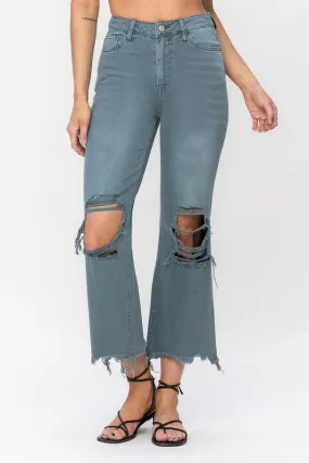 90's Vintage Super High Rise Crop Flare Jeans