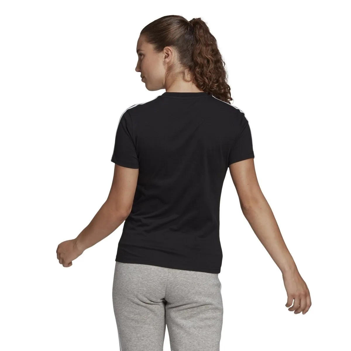 ADIDAS WOMEN'S LOUNGEWEAR ESSENTIALS SLIM 3-STRIPES BLACK TEE