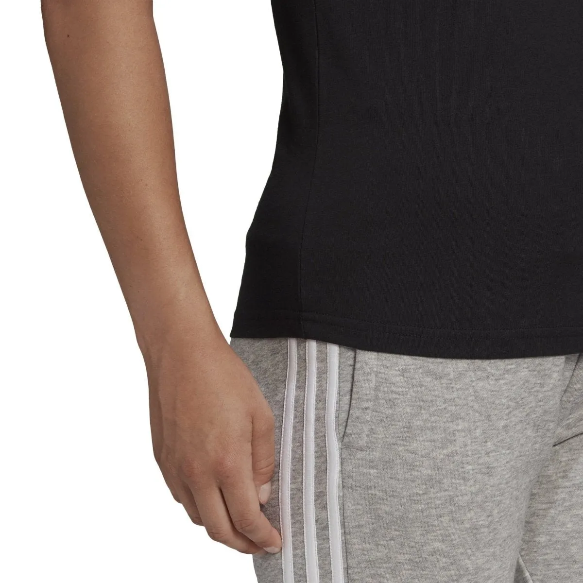 ADIDAS WOMEN'S LOUNGEWEAR ESSENTIALS SLIM 3-STRIPES BLACK TEE