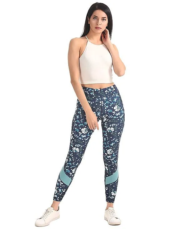 Aeropostale Contrast Panel Floral Print Leggings