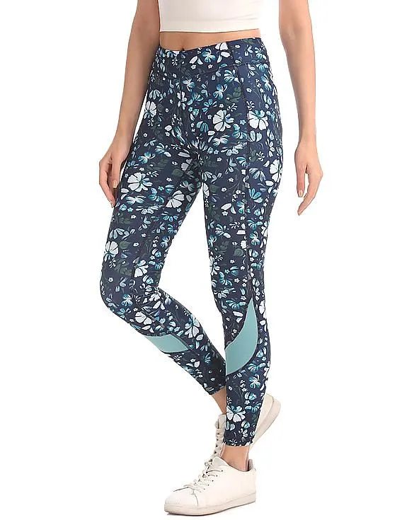 Aeropostale Contrast Panel Floral Print Leggings