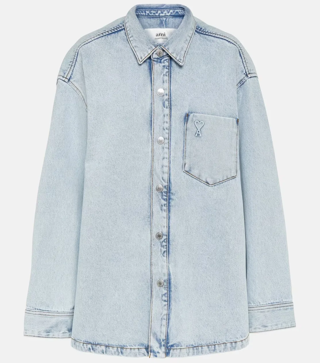 AMI PARIS  |Denim Long Sleeves Logo Shirts & Blouses