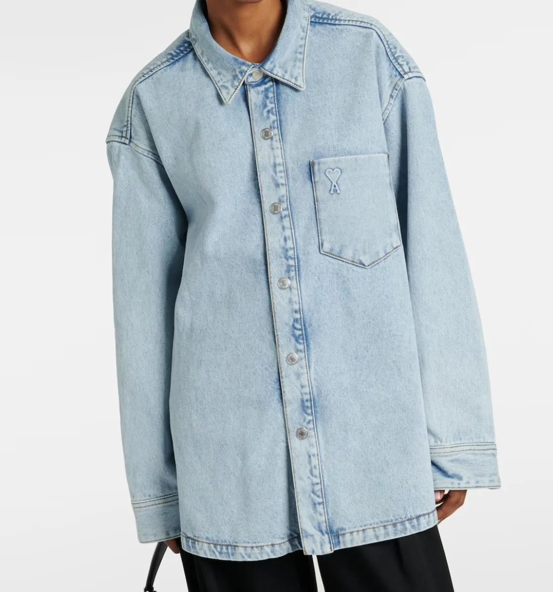 AMI PARIS  |Denim Long Sleeves Logo Shirts & Blouses