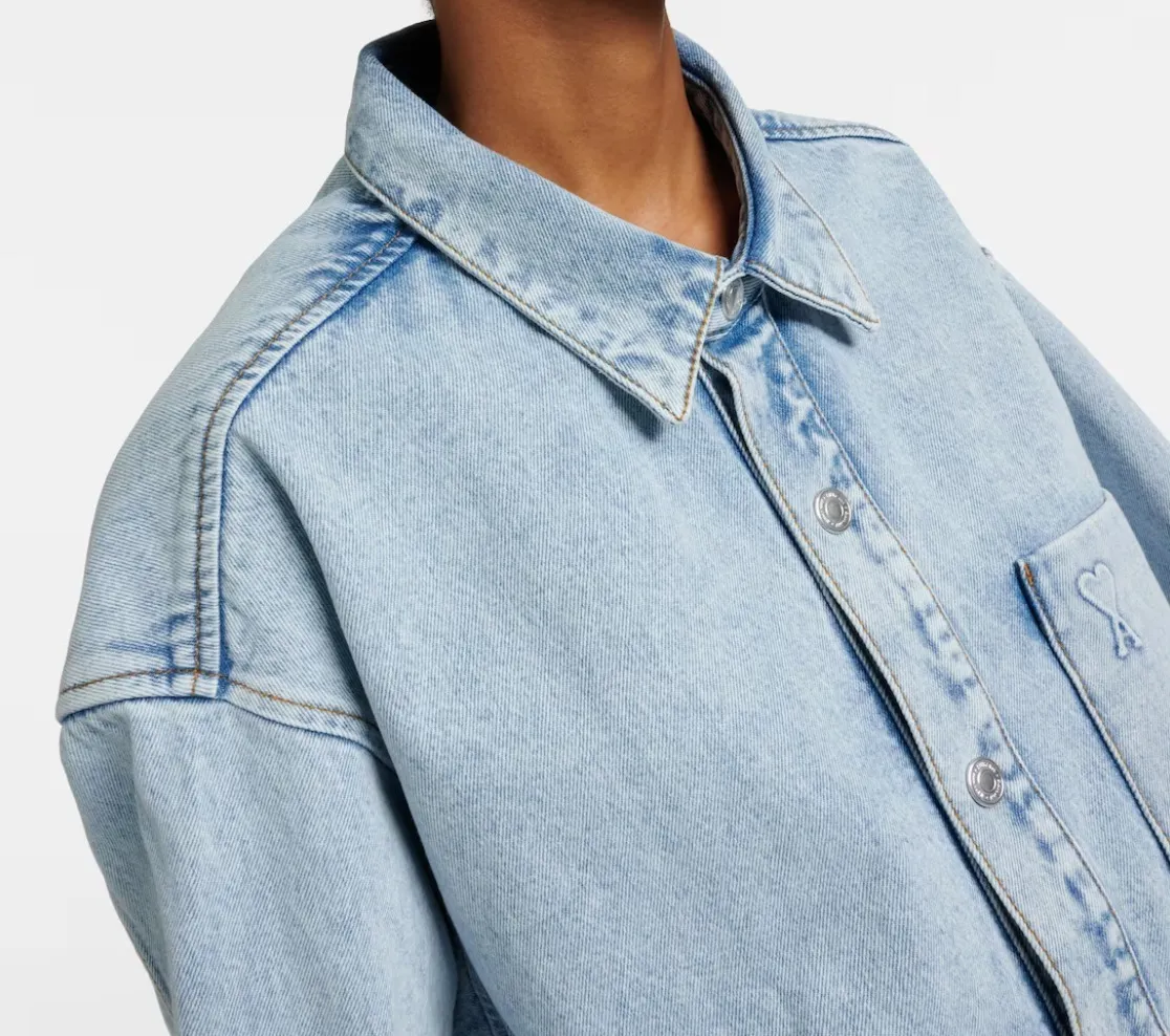 AMI PARIS  |Denim Long Sleeves Logo Shirts & Blouses