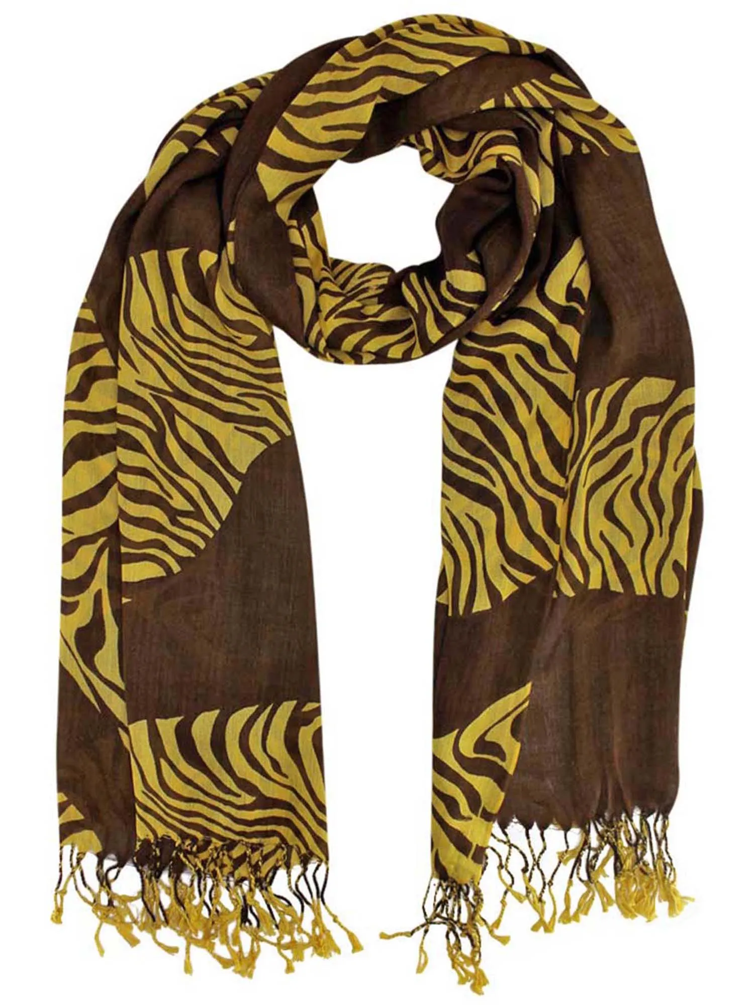 Animal Print Scarf Wrap With Fringe