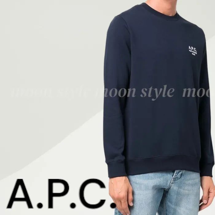 A.P.C.  |Crew Neck Long Sleeves Plain Cotton Logo Designers