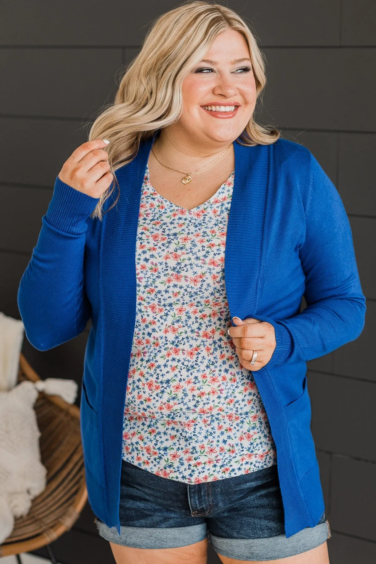 As Easy As Can Be Cardigan- Royal Blue