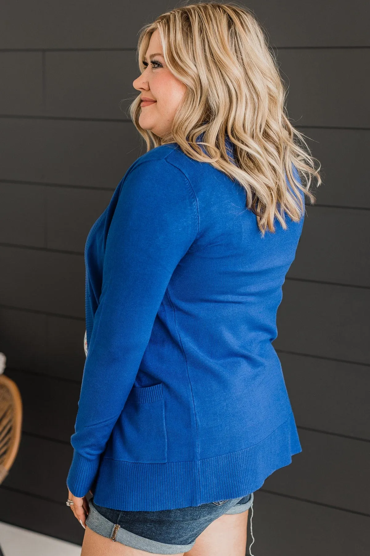 As Easy As Can Be Cardigan- Royal Blue