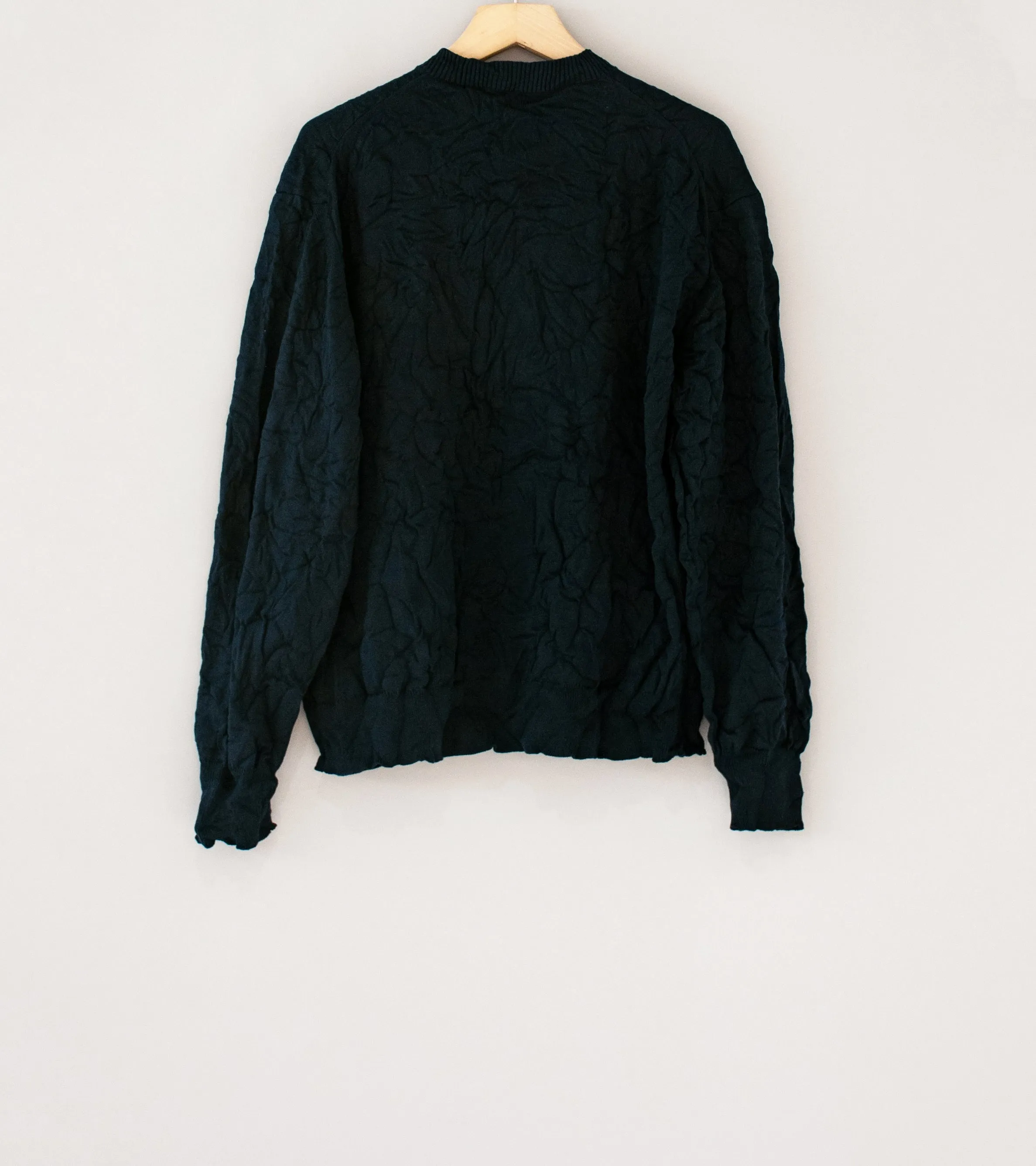 Auralee 'Wrinkled Dry Cotton Knit Cardigan' (Dark Navy)