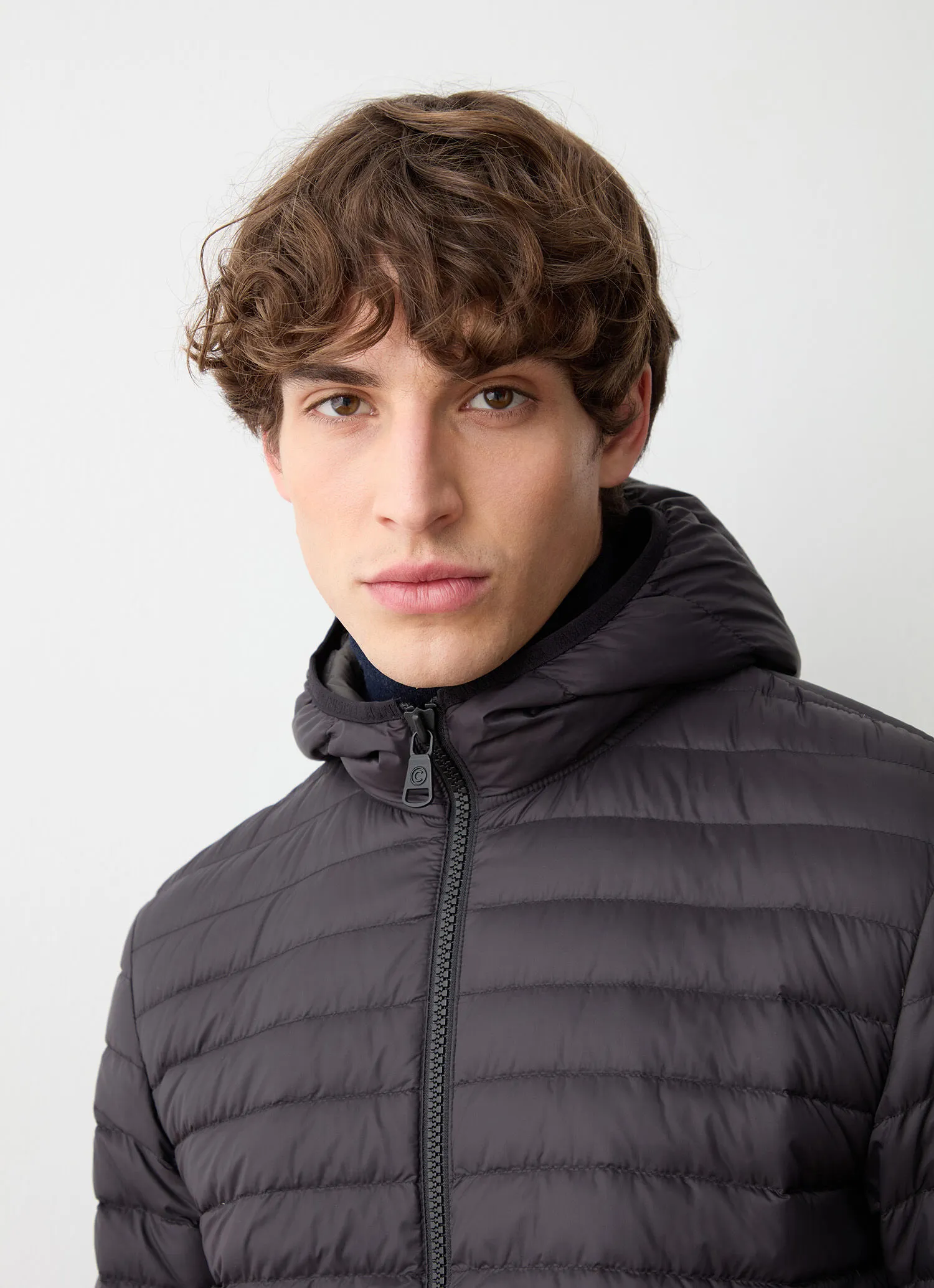 Autumn down jacket with hood-