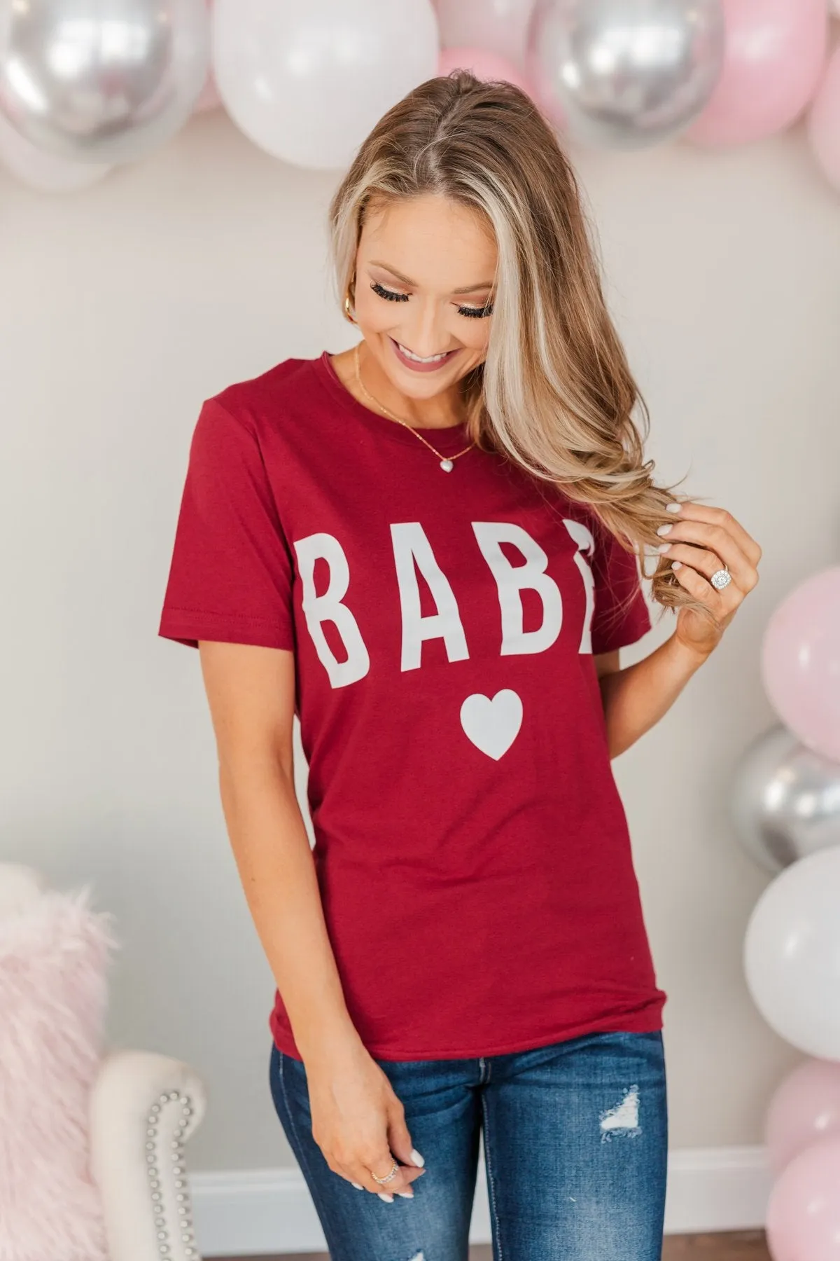 Babe Graphic Tee- Red