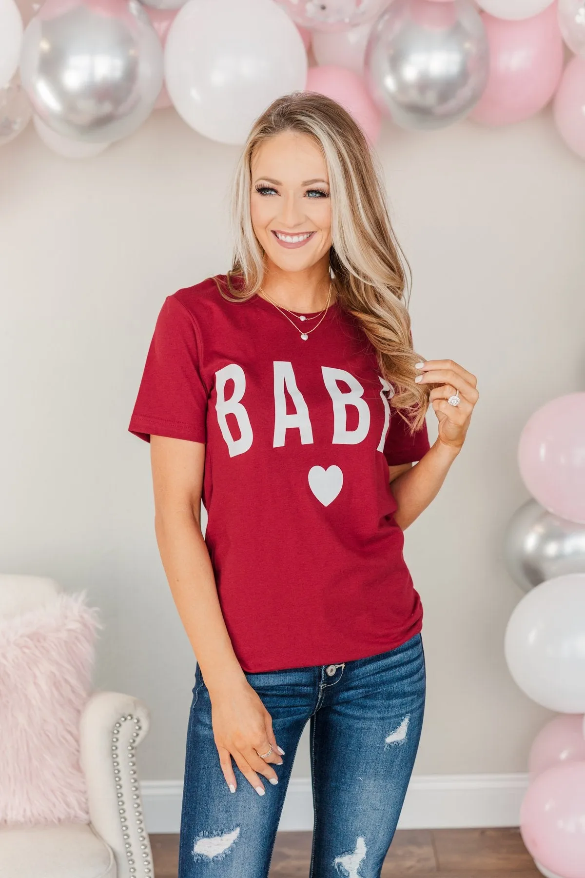 Babe Graphic Tee- Red