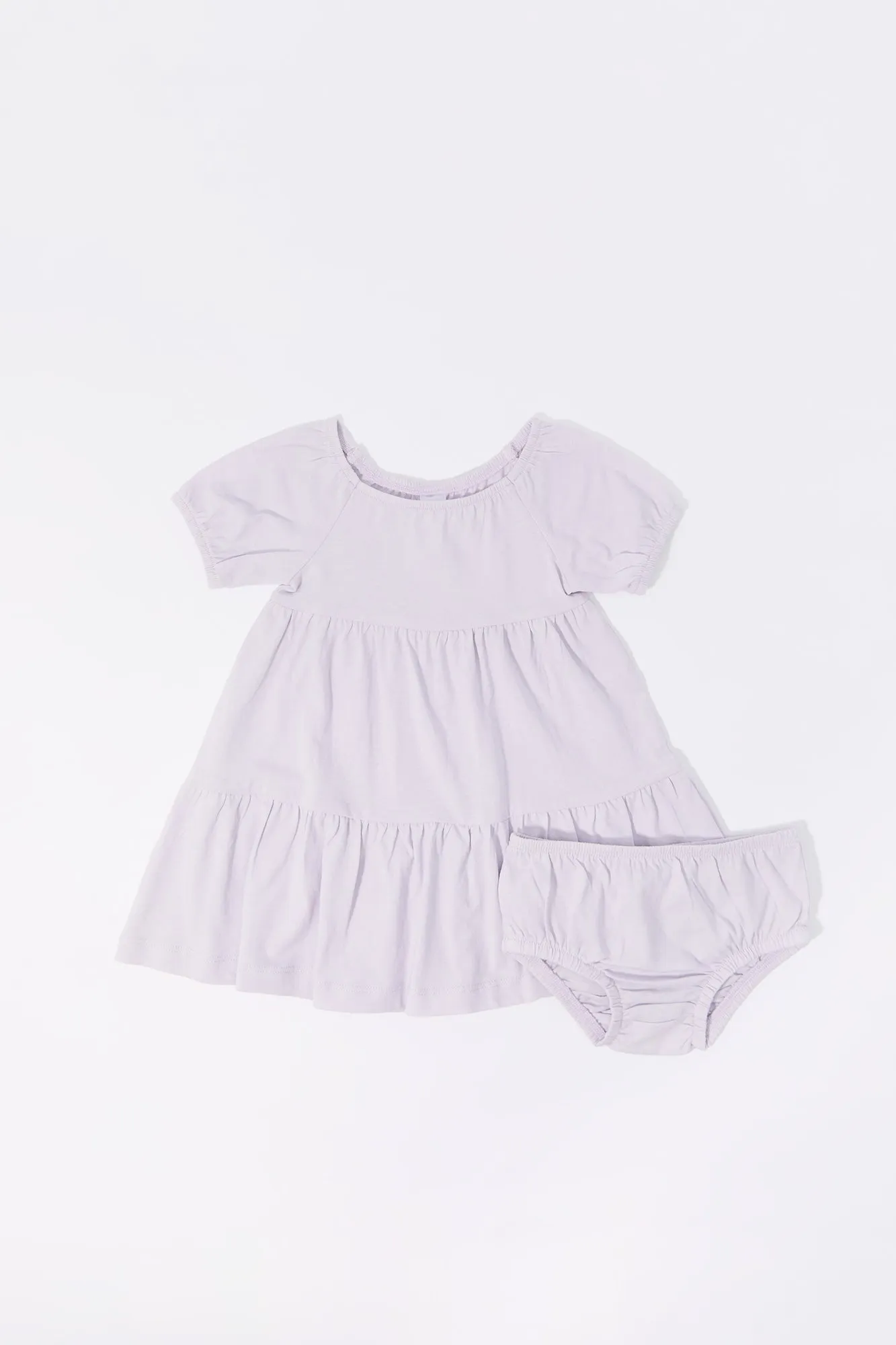 Baby Bunny Print Short Sleeve Dress and Underwear (2 Piece Set)