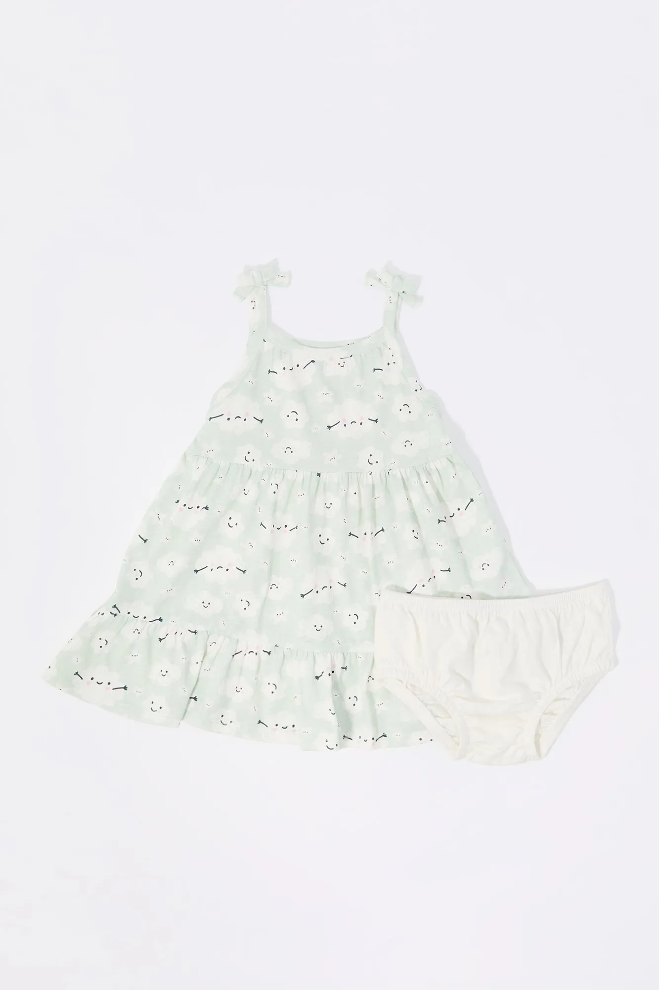 Baby Cloud Print Tiered Dress and Underwear (2 Piece Set)