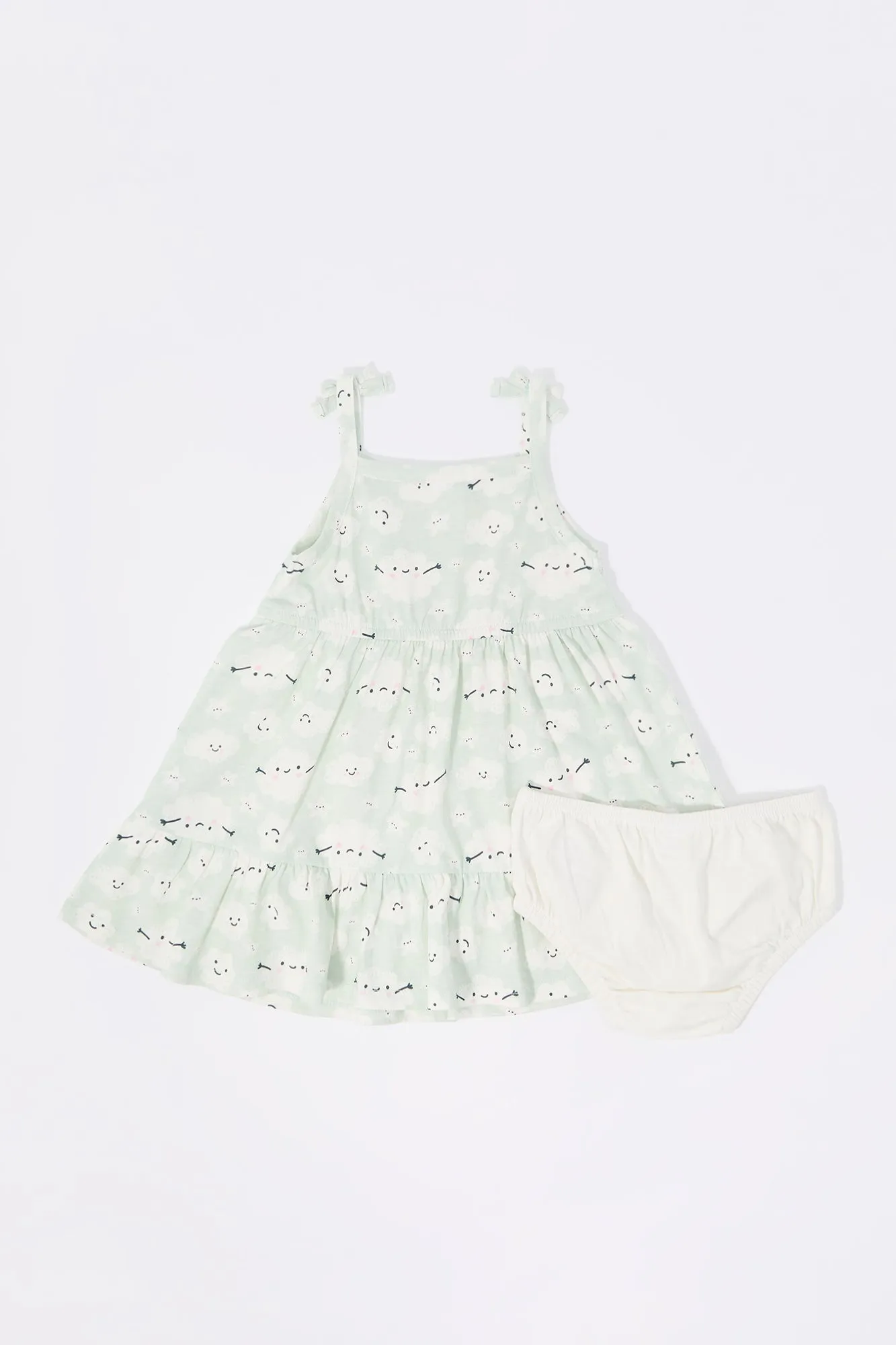 Baby Cloud Print Tiered Dress and Underwear (2 Piece Set)