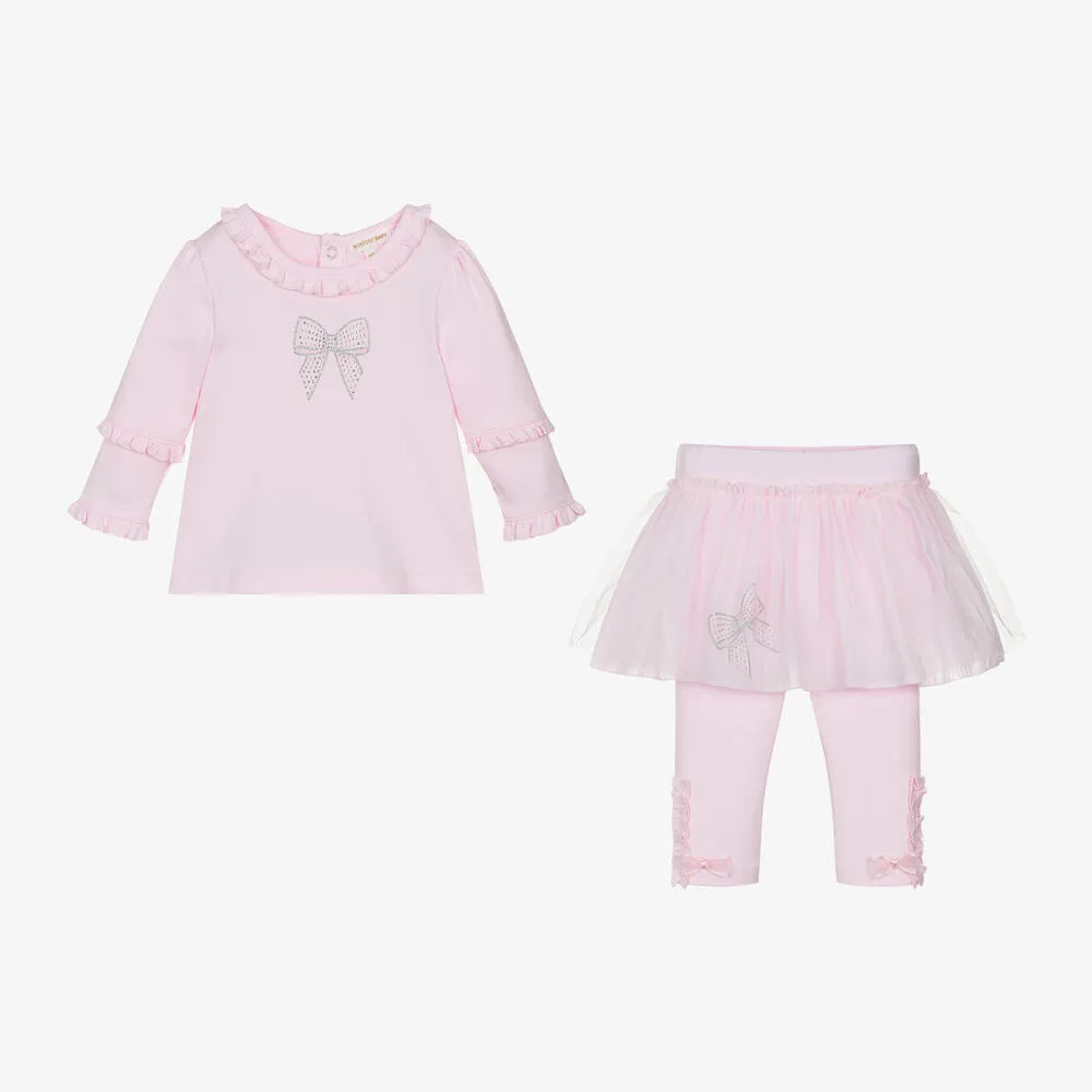 Baby Girls Pink Cotton Leggings Set