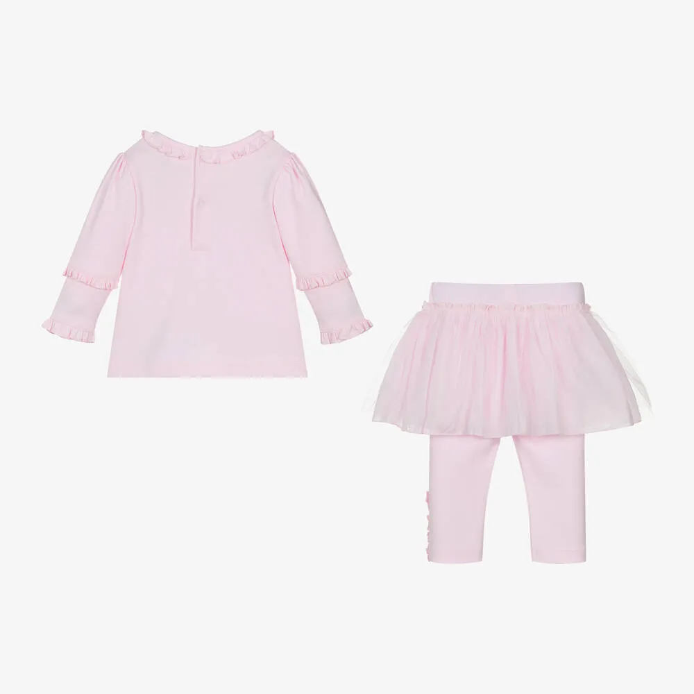 Baby Girls Pink Cotton Leggings Set