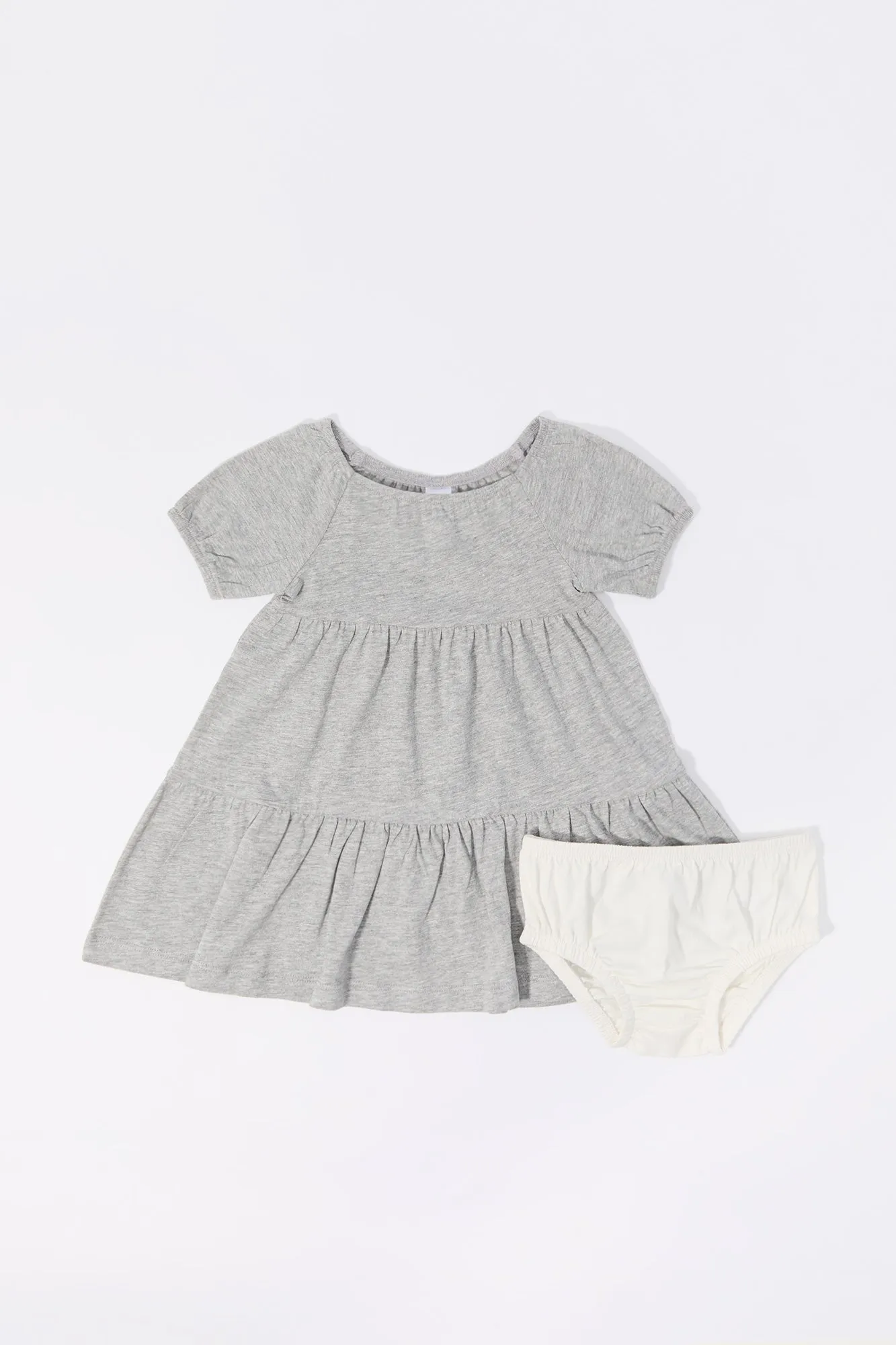 Baby Heart Print Short Sleeve Dress and Underwear (2 Piece Set)