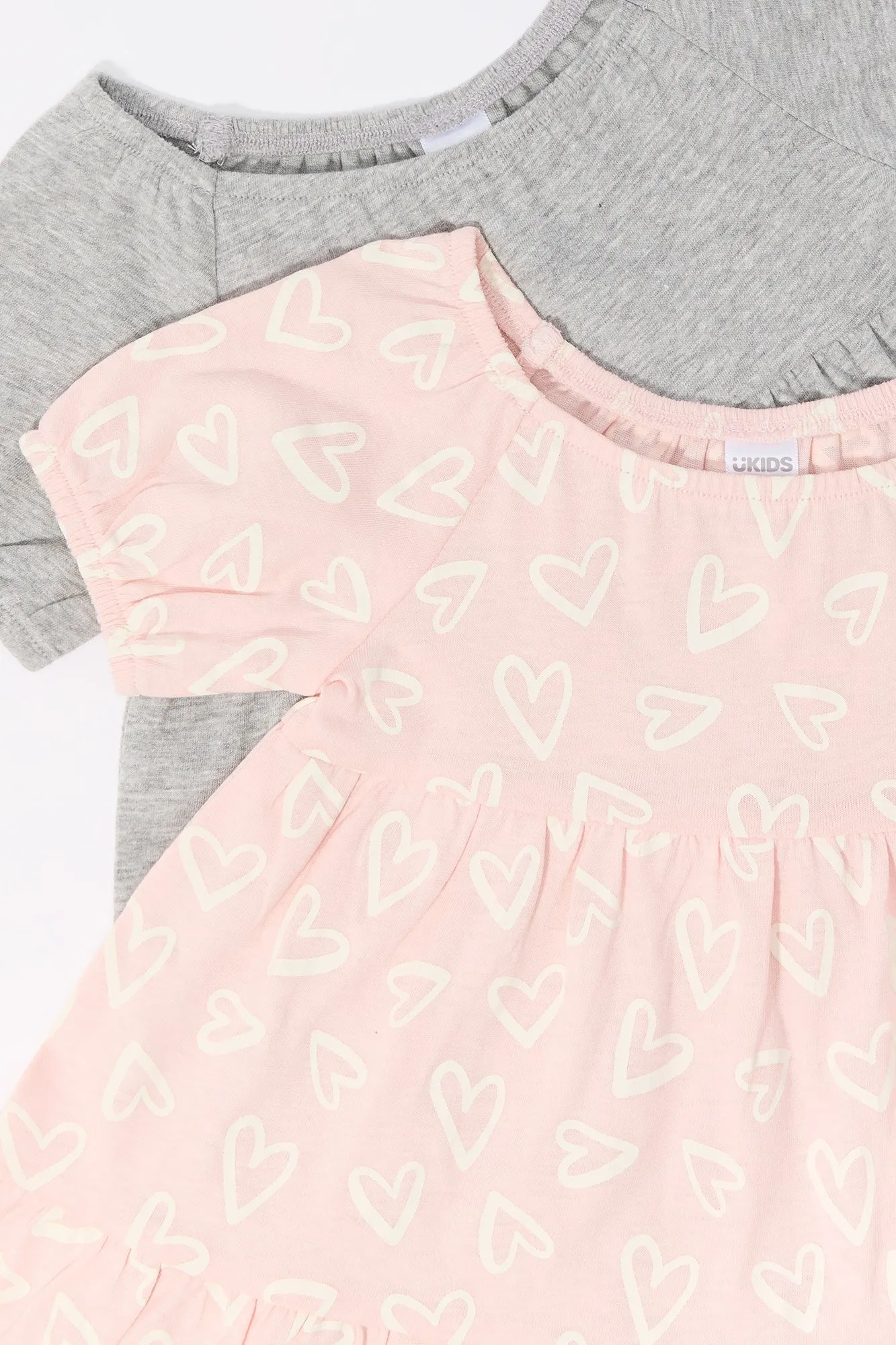 Baby Heart Print Short Sleeve Dress and Underwear (2 Piece Set)