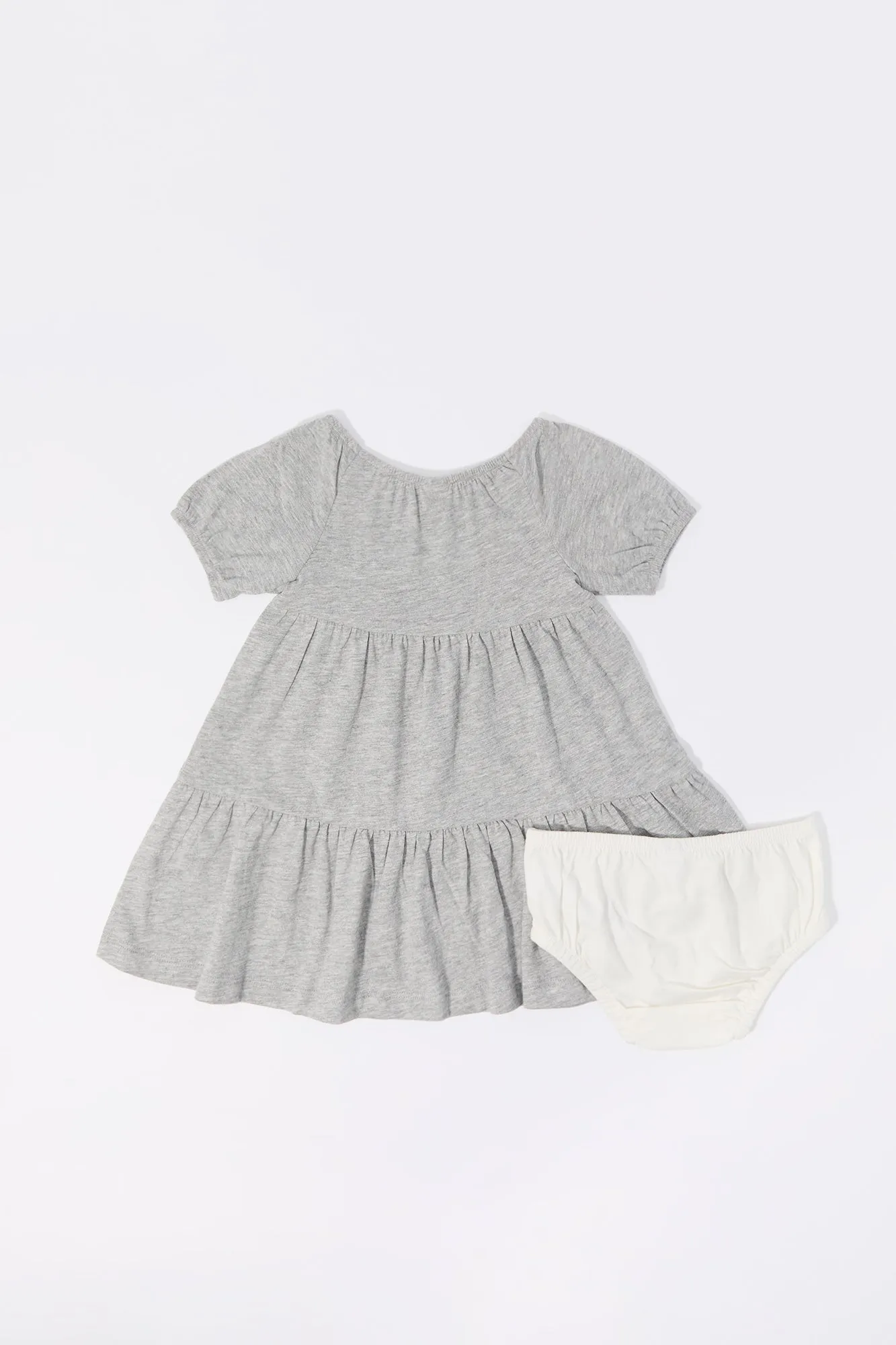 Baby Heart Print Short Sleeve Dress and Underwear (2 Piece Set)