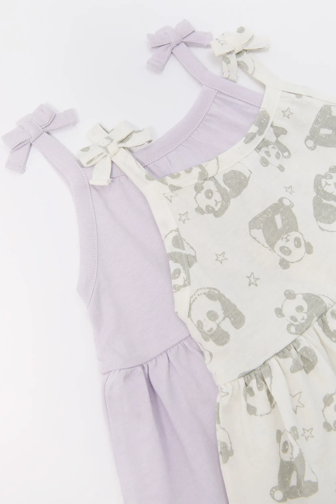 Baby Panda Print Tiered Dress and Underwear (2 Piece Set)