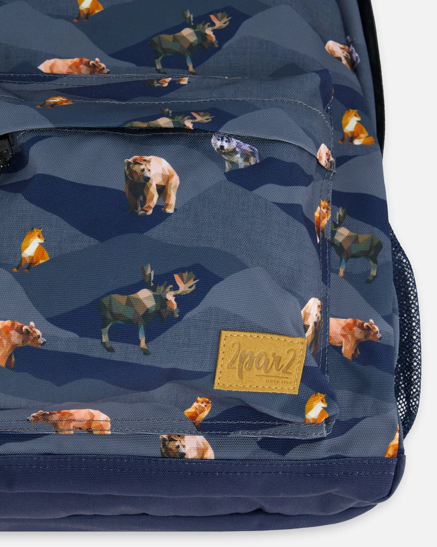 Backpack Navy Printed Mountains Animals