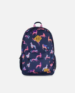 Backpack Navy Printed Unicorn