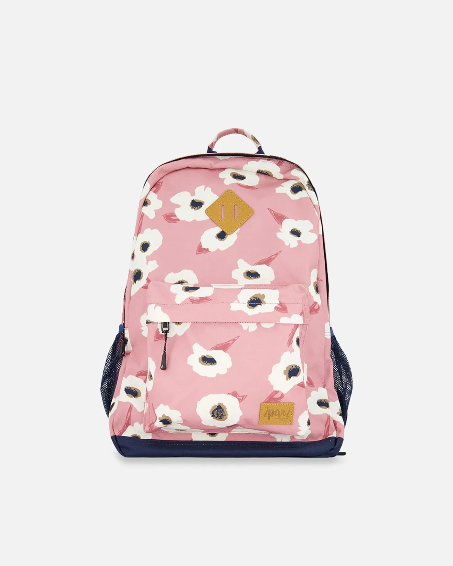 Backpack Pink Printed Off White Flowers