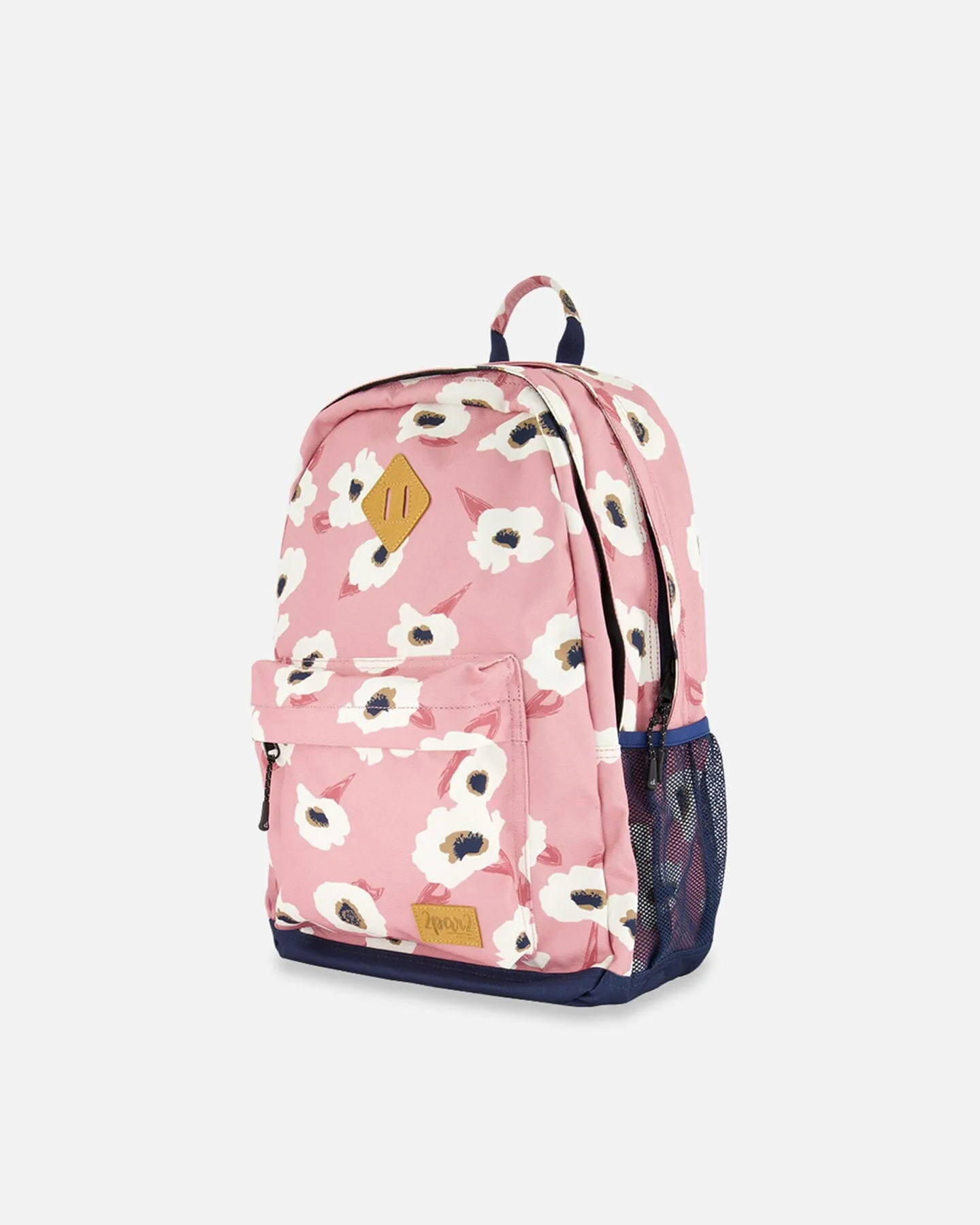 Backpack Pink Printed Off White Flowers