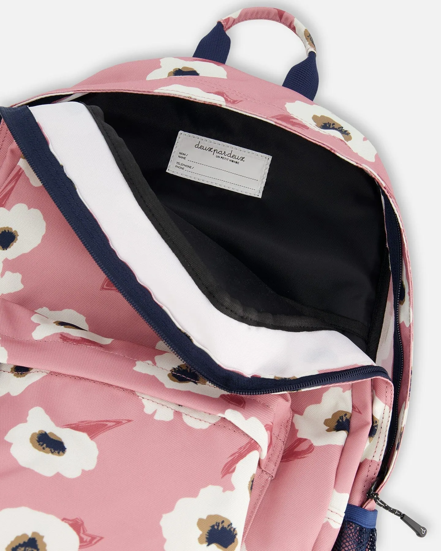 Backpack Pink Printed Off White Flowers