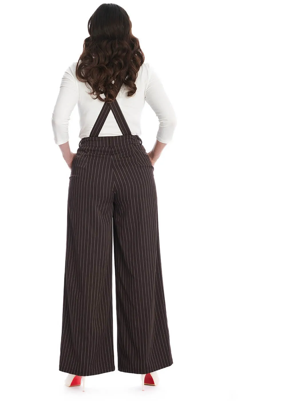 Banned Pinstripe Goals 40's Trousers Black