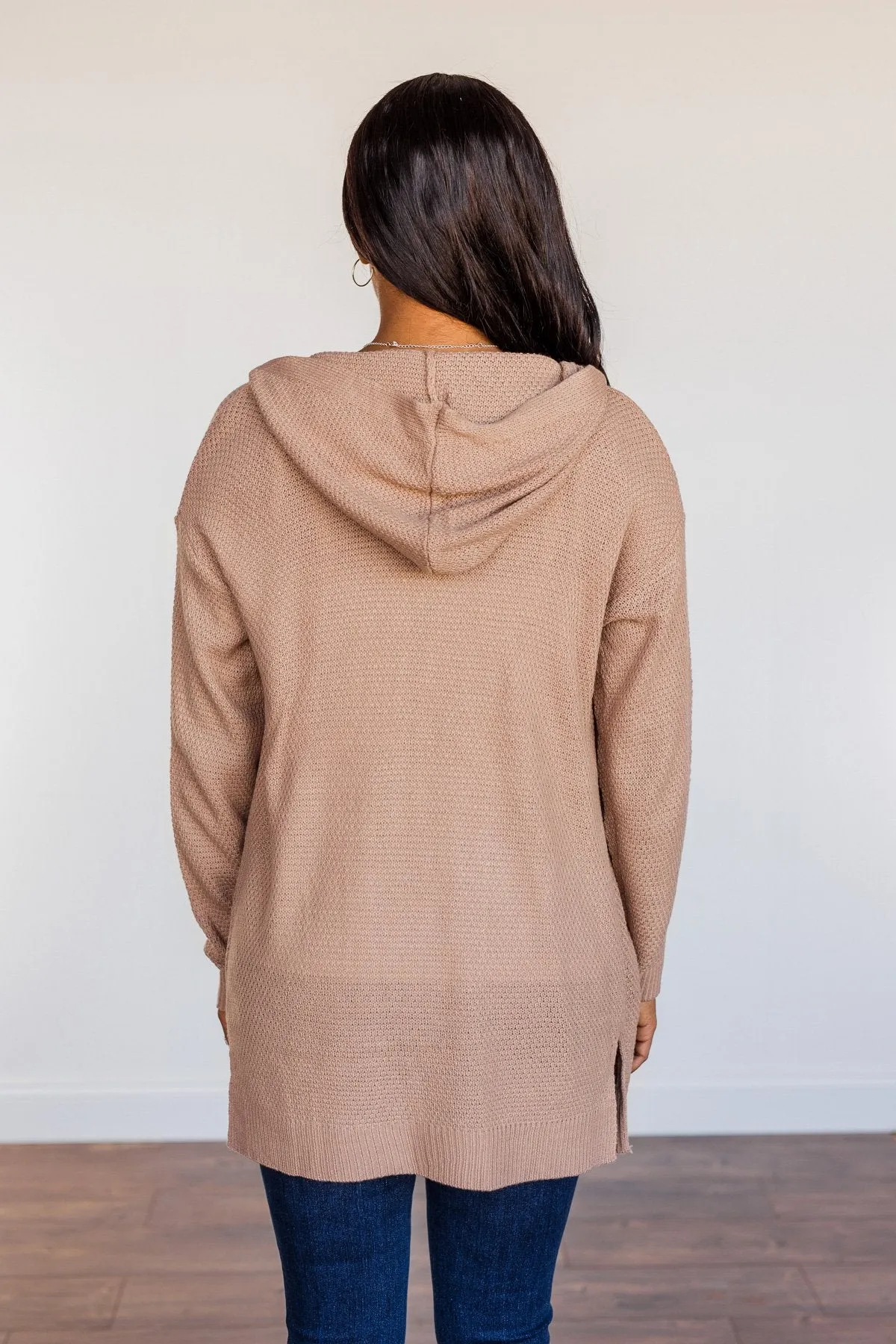 Be There Soon Hooded Knit Cardigan- Dark Beige