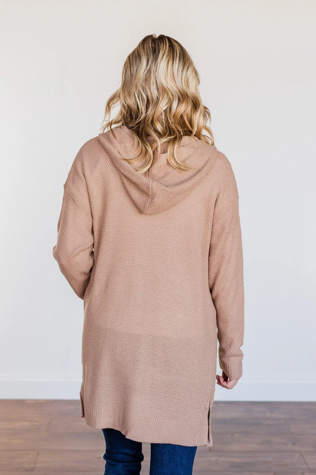 Be There Soon Hooded Knit Cardigan- Dark Beige