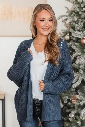 Best For You Thick Knit Cardigan- Midnight Blue