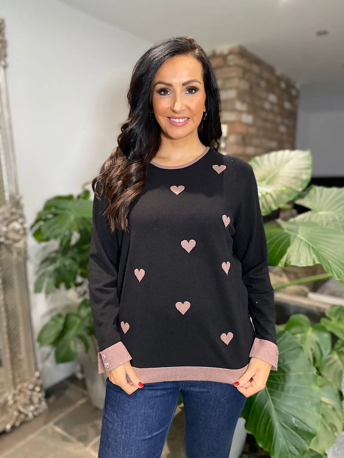 Black Multi Shimmer Heart Knit Suzie