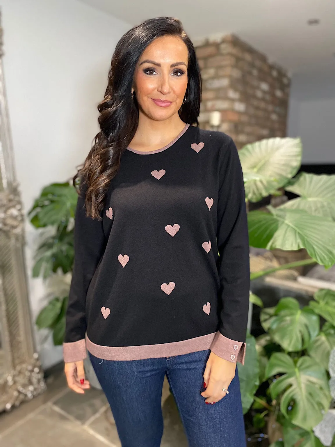 Black Multi Shimmer Heart Knit Suzie