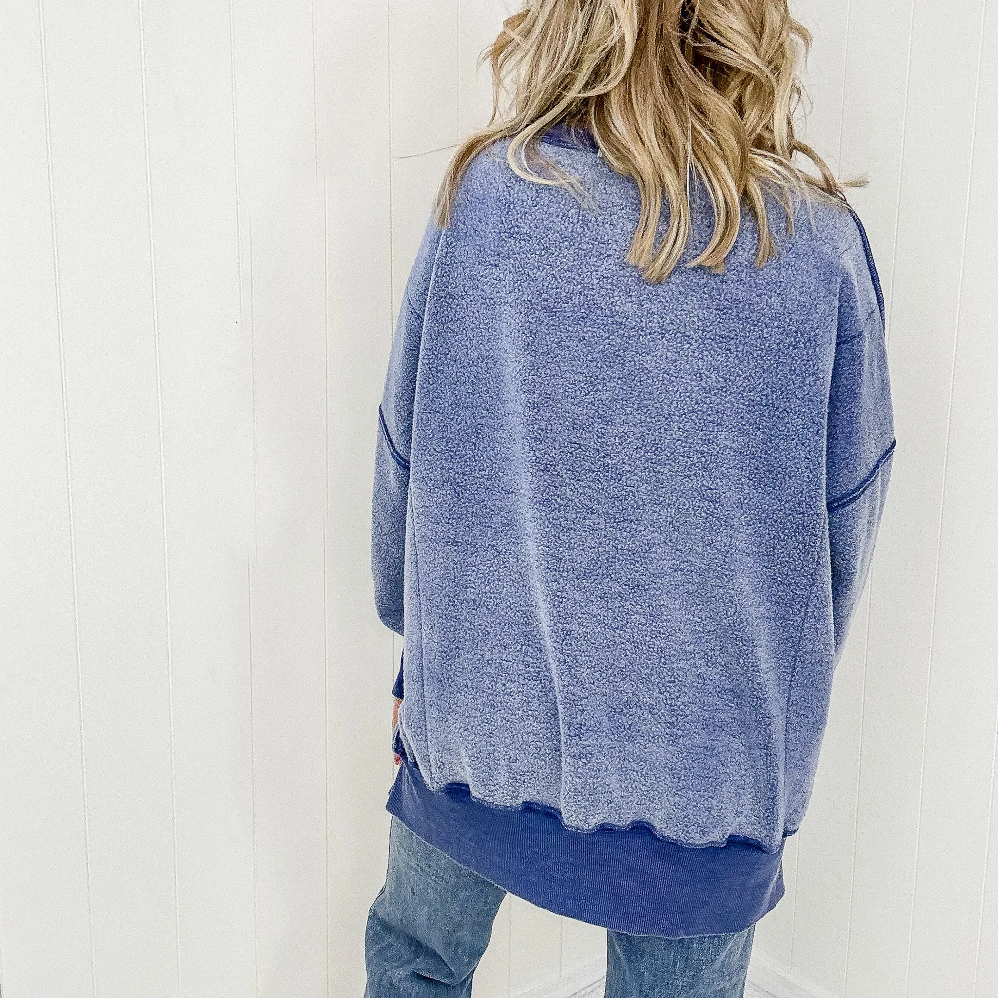 Blakeley Blue Oversized Classic Crew Pullover