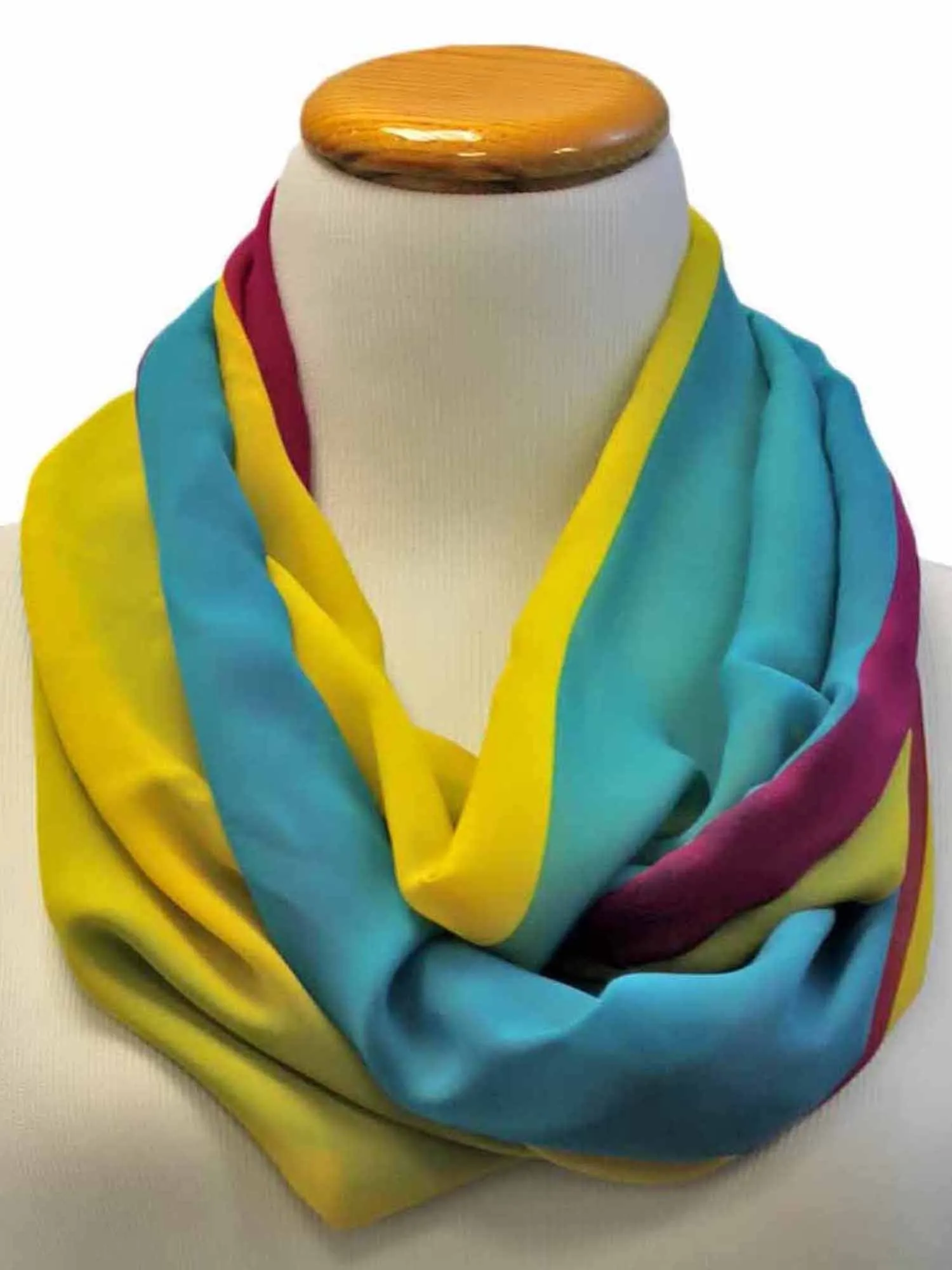 Blue Magenta Yellow Tri-Color Summer Scarf