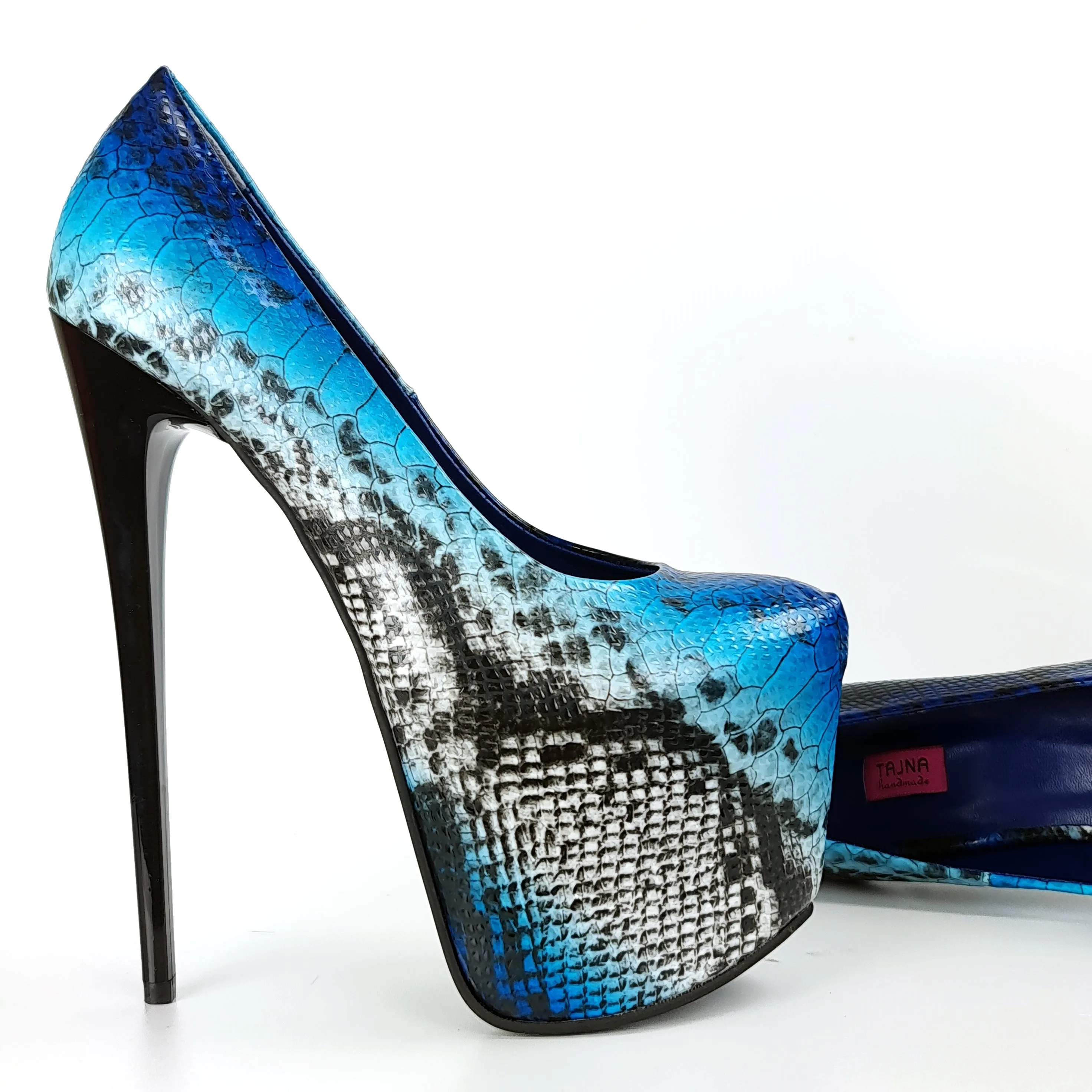 Blue Snake Print Classic High Heel Pumps